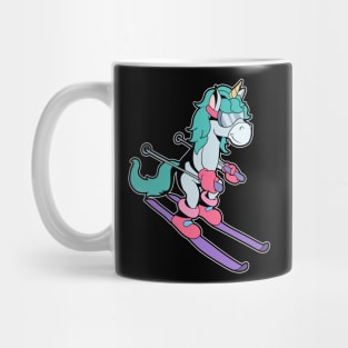 Cartoon unicorn skiing Mug